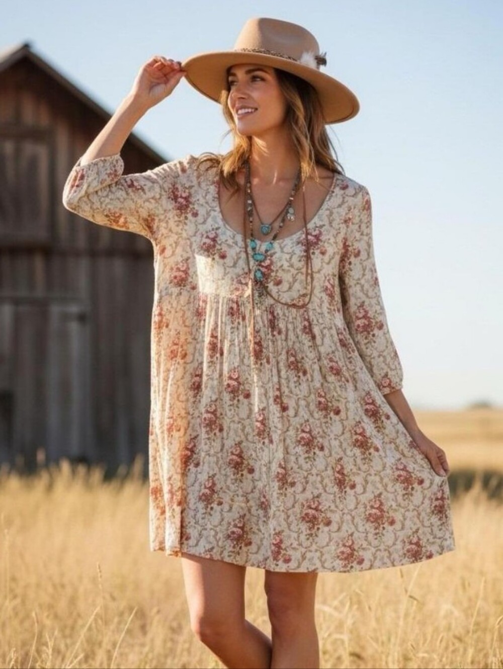 Denim & Supply Ralph Lauren Babydoll Dress In Floral & Cream Women's Size SP